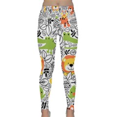 Seamless-pattern-with-wildlife-cartoon Lightweight Velour Classic Yoga Leggings by uniart180623