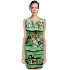 Seamless-pattern-fishes-pirates-cartoon Classic Sleeveless Midi Dress by uniart180623