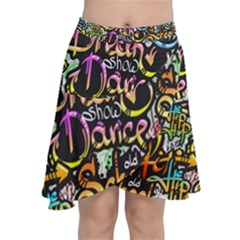 Graffiti-word-seamless-pattern Chiffon Wrap Front Skirt by uniart180623