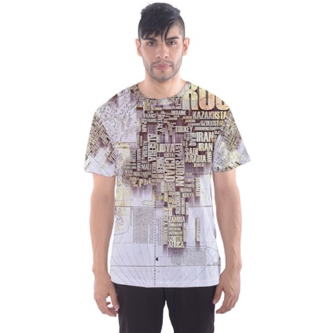 3d Typography World Map Men s Sport Mesh Tee by uniart180623