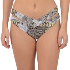 3d Typography World Map Double Strap Halter Bikini Bottoms by uniart180623