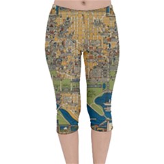 Vintatge Map Of Washington Dc Velvet Capri Leggings  by uniart180623