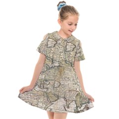 Tartaria Tartaria Empire Map Vintage World Kids  Short Sleeve Shirt Dress by uniart180623