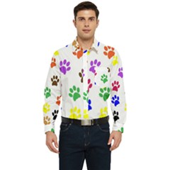 Pawprints-paw-prints-paw-animal Men s Long Sleeve Pocket Shirt  by uniart180623