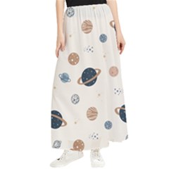 Space Planets Art Pattern Design Wallpaper Maxi Chiffon Skirt by uniart180623