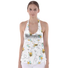 Bee Art Pattern Design Wallpaper Background Print Babydoll Tankini Top by uniart180623