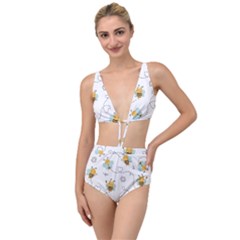 Bee Art Pattern Design Wallpaper Background Print Tied Up Two Piece Swimsuit by uniart180623