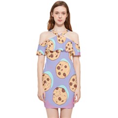 Cookies Chocolate Chips Chocolate Cookies Sweets Shoulder Frill Bodycon Summer Dress by uniart180623