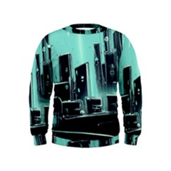 Buildings City Urban Destruction Background Kids  Sweatshirt by uniart180623