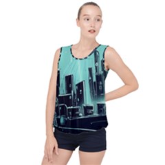 Buildings City Urban Destruction Background Bubble Hem Chiffon Tank Top by uniart180623