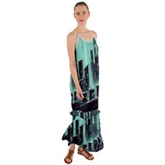 Buildings City Urban Destruction Background Cami Maxi Ruffle Chiffon Dress by uniart180623