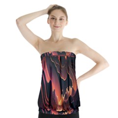 Fire Flame Burn Hot Heat Light Burning Orange Strapless Top by uniart180623