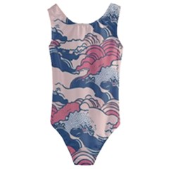 Waves Ocean Sea Water Pattern Rough Seas Kids  Cut-out Back One Piece Swimsuit