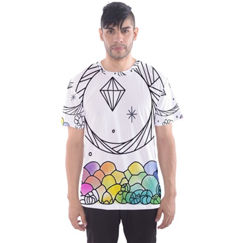 Rainbow Fun Cute Minimal Doodle Drawing Men s Sport Mesh Tee by uniart180623