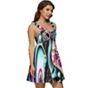 Garden Flower Nature Digital Art Abstract Ruffle Strap Babydoll Chiffon Dress View3