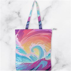 Waves Ocean Sea Tsunami Nautical Double Zip Up Tote Bag by uniart180623