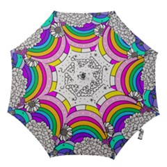 Rainbow Fun Cute Minimal Doodle Drawing Art Hook Handle Umbrellas (medium) by uniart180623