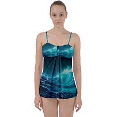 Tsunami Waves Ocean Sea Nautical Nature Water Babydoll Tankini Set by uniart180623