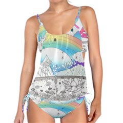 Rainbow Fun Cute Minimal Doodle Drawing Arts Tankini Set by uniart180623