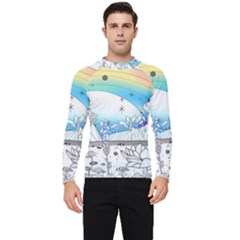 Rainbow Fun Cute Minimal Doodle Drawing Arts Men s Long Sleeve Rash Guard by uniart180623