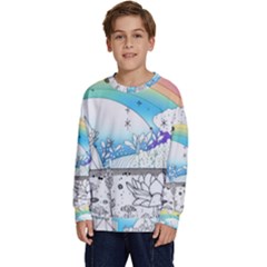 Rainbow Fun Cute Minimal Doodle Drawing Arts Kids  Long Sleeve Jersey by uniart180623