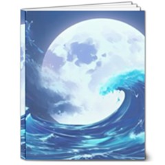 Waves Ocean Sea Tsunami Nautical Blue 8  X 10  Hardcover Notebook by uniart180623