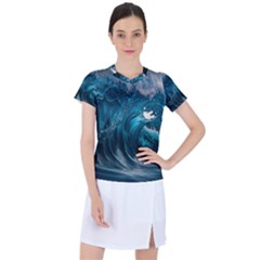 Tsunami Waves Ocean Sea Water Rough Seas Women s Sports Top by uniart180623