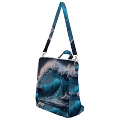 Tsunami Waves Ocean Sea Water Rough Seas Crossbody Backpack by uniart180623