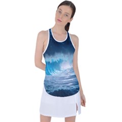 Thunderstorm Storm Tsunami Waves Ocean Sea Racer Back Mesh Tank Top by uniart180623