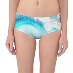 Tsunami Waves Ocean Sea Nautical Nature Water Nature Mid-waist Bikini Bottoms by uniart180623