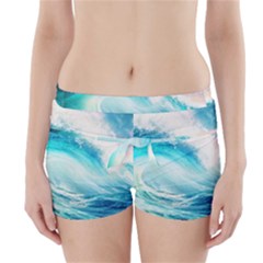 Tsunami Waves Ocean Sea Nautical Nature Water Nature Boyleg Bikini Wrap Bottoms by uniart180623