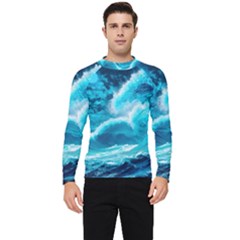 Ai Generated Waves Ocean Sea Tsunami Nautical Sea Men s Long Sleeve Rash Guard by uniart180623