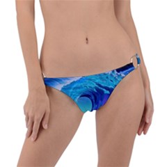 Tsunami Tidal Wave Ocean Waves Sea Nature Water Blue Ring Detail Bikini Bottoms by uniart180623