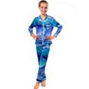 Tsunami Tidal Wave Ocean Waves Sea Nature Water Blue Kids  Satin Long Sleeve Pajamas Set View1