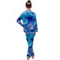 Tsunami Tidal Wave Ocean Waves Sea Nature Water Blue Kids  Satin Long Sleeve Pajamas Set View2