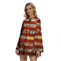 Usa Flag United States Round Neck Long Sleeve Bohemian Style Chiffon Mini Dress View2