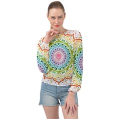 Mandala Pattern Rainbow Pride Banded Bottom Chiffon Top by Ravend