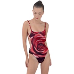 Roses Flowers Plant Tie Strap One Piece Swimsuit by Ravend