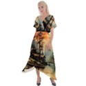 Fantasy Landscape Foggy Mysterious Cross Front Sharkbite Hem Maxi Dress View1