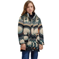 Technology Robot Internet Processor Kids  Hooded Longline Puffer Jacket by Ravend