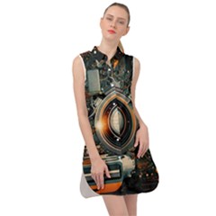 Technology Robot Internet Processor Sleeveless Shirt Dress by Ravend