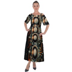 Technology Robot Internet Processor Shoulder Straps Boho Maxi Dress  by Ravend