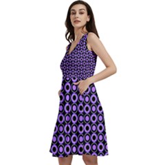 Mazipoodles Purple Donuts Polka Dot  Sleeveless V-neck Skater Dress With Pockets by Mazipoodles