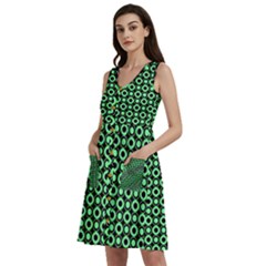 Mazipoodles Green Donuts Polka Dot Sleeveless Dress With Pocket by Mazipoodles