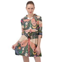 Bug Nature Flower Dragonfly Mini Skater Shirt Dress by Ravend