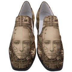 Cyborg Robot Future Drawing Poster Women Slip On Heel Loafers by Ravend