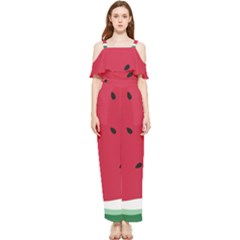 Minimalist Summer Watermelon Wallpaper Draped Sleeveless Chiffon Jumpsuit by Ravend