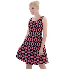 Mazipoodles Red Donuts Polka Dot  Knee Length Skater Dress by Mazipoodles