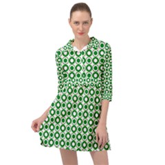 Mazipoodles Green White Donuts Polka Dot  Mini Skater Shirt Dress by Mazipoodles