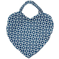 Mazipoodles Dusty Duck Egg Blue White Donuts Polka Dot Giant Heart Shaped Tote by Mazipoodles